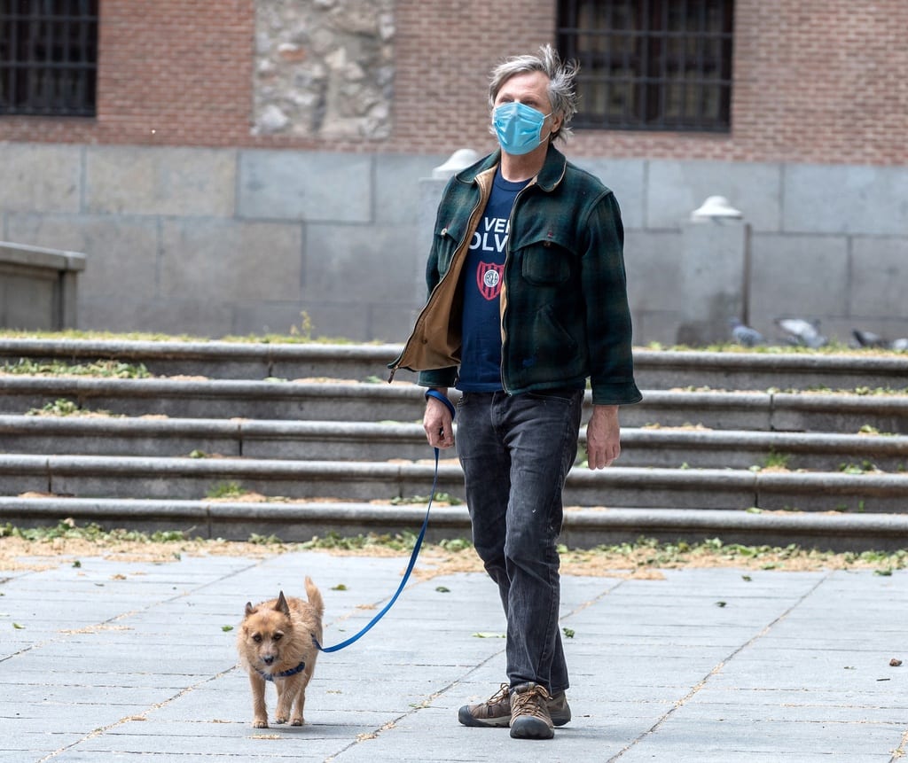 Viggo Mortensen paseando a su perro