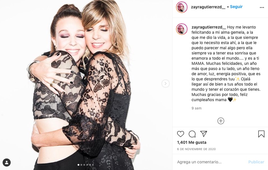 Zayra con su madre en un post de Instagram