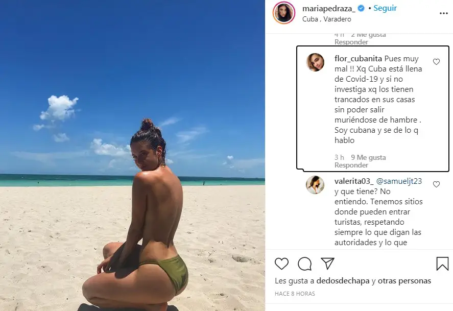 María Pedraza descansa en Topless en las playas de Cuba