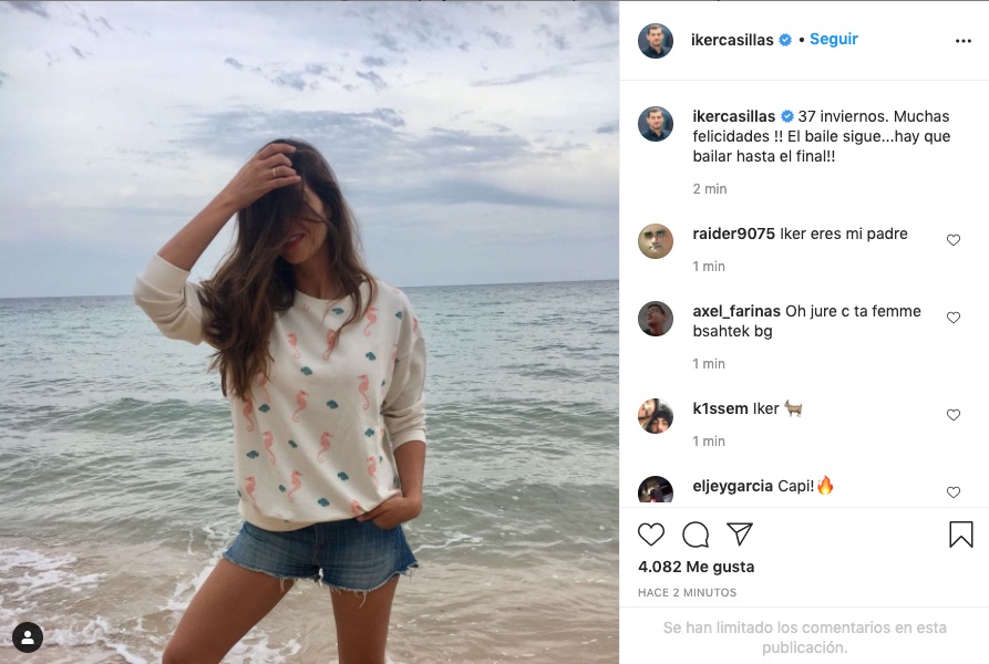 Felicitación de Iker a Sara en Instagram