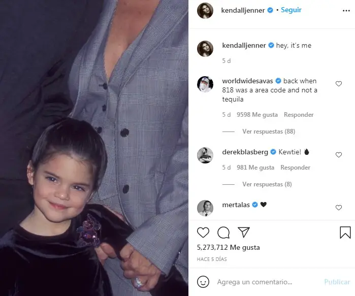 Kendall Jenner sube foto suya de niña
