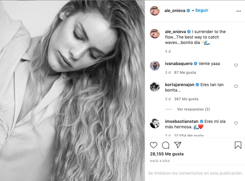 Mensaje en español de Sebastian Stan a Alejandra Onieva en Instagram