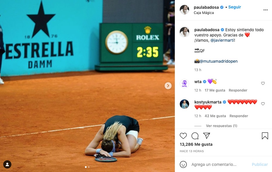Post de Paula Badosa tras el partido que la llevó a cuartos