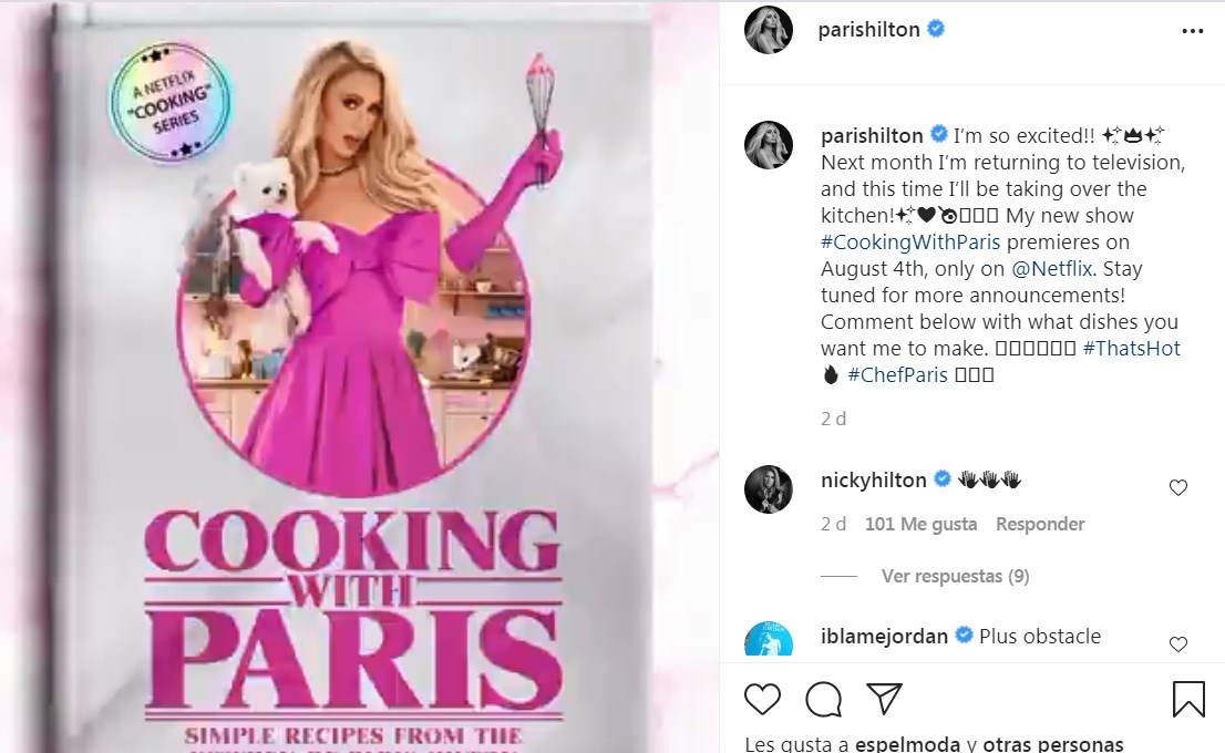 Cocinando con Paris Hilton en Netflix a partir del  de agosto