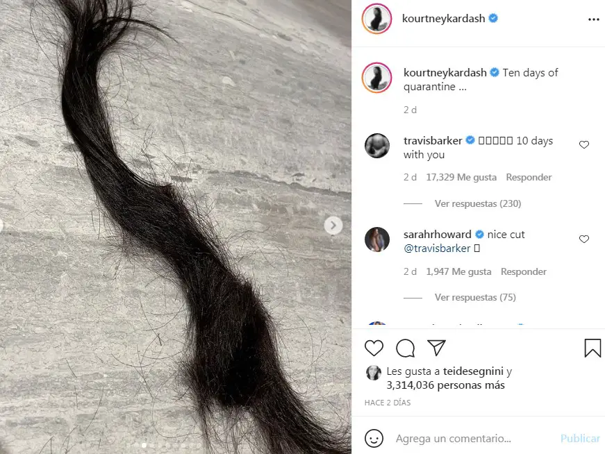 Travis Barker corta el pelo a Kourtney Kardashian y ella lo presume en Toples