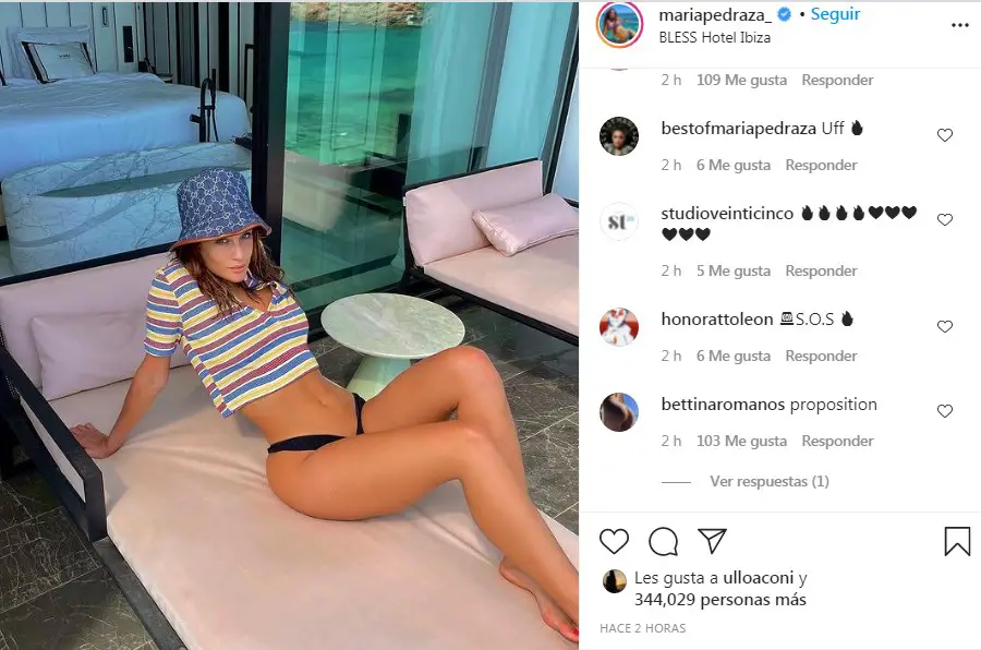 María Pedraza en toples en hotel Ibiza demuestra que mantiene su cuerpo de bailarina y a sus fans les encanta