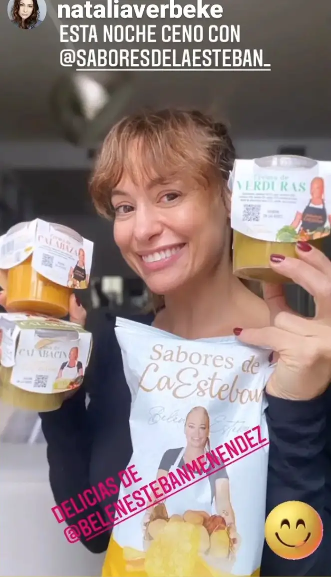 Natalia Verbeke anunciando los productos de Belén Esteban en su instagram