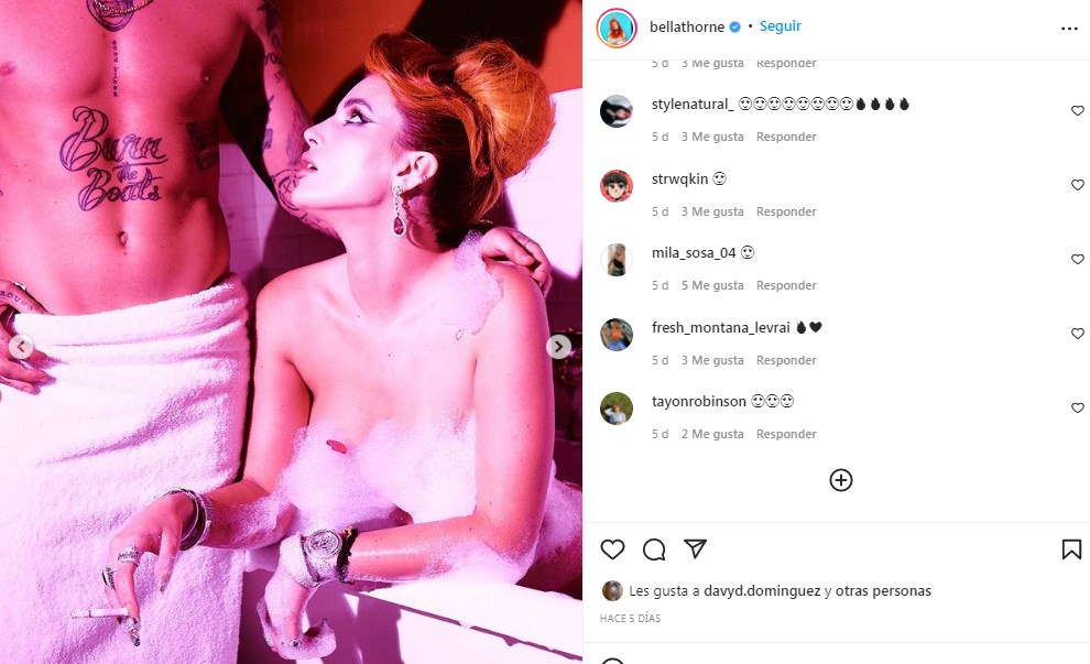 Bella Thorne comparte fotos desnuda en la tina junto a Benjamin Mascolo
