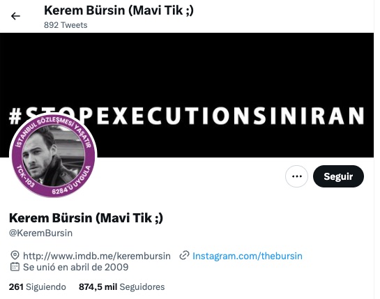 Captura de la portada del perfil de Twitter de Kerem Bürsin